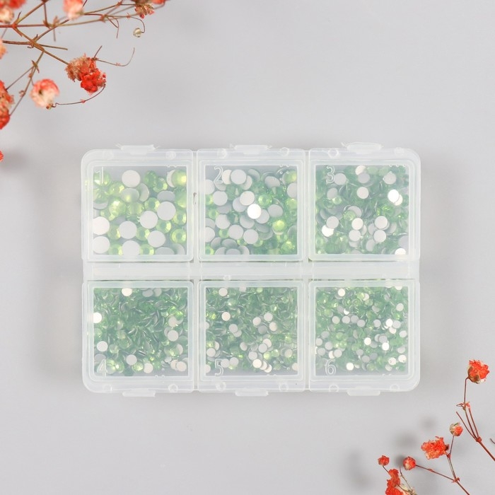 Декор для творчества стекло Декор для творчества стекло "Стразы. Зелёный" d=2-4,8 мм н-р 1188 шт 6х8х1,5 см