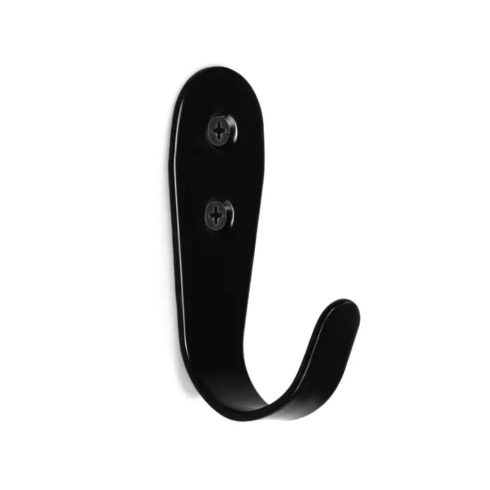 Крючок мебельный ТУНДРА TKO016, однорожковый, черный, 10 шт.