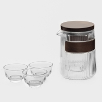 Набор чайный в сумочке "Иши", чайник, 3 пиалы