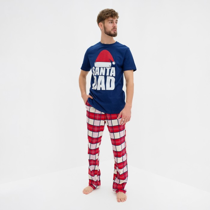 Пижама новогодняя мужская KAFTAN Пижама новогодняя мужская KAFTAN "Santa team", цвет синий/красный, размер 56