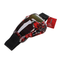 Очки-маска для езды на мототехнике, стекло золотой хром, бело-красно-черные, ОМ-10 Очки-маска для езды на мототехнике, стекло золотой хром, бело-красно-черные, ОМ-10