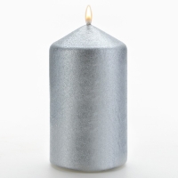 Новогодняя свеча-столбик новогодняя 5,5 х 10,5 см х 5,5, серебристая Новогодняя свеча-столбик новогодняя 5,5 х 10,5 см х 5,5, серебристая