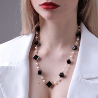 Бусы с жемчугом &laquo;Галантность&raquo;, цвет чёрно-белый в золоте, 80 см