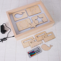 Планшет для рисования песком с цветной подсветкой, 30 &times; 40 см + гребень и трафарет