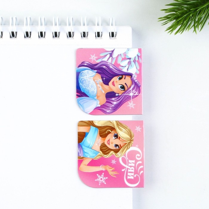 Подарочный набор новогодний, блокнот на спирали А6, 60листов и магнитные закладки 2 шт. «Для девочек» Подарочный набор новогодний, блокнот на спирали А6, 60листов и магнитные закладки 2 шт. «Для девочек»