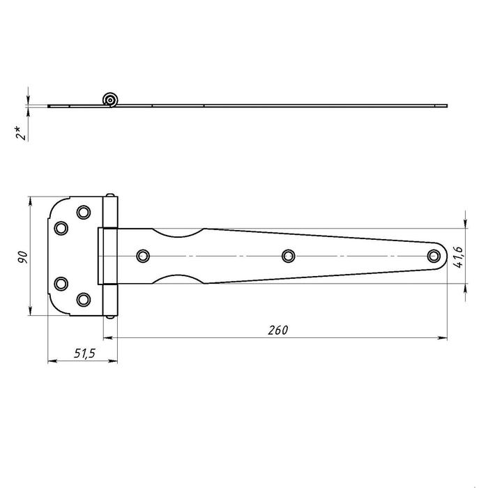 Петля стрела ТУНДРА ПС-250, без покрытия, 1 шт.