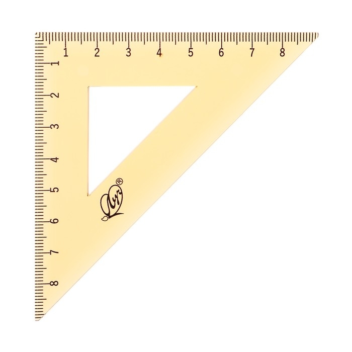 Набор чертёжный 4 предмета (линейка 15 см, угольник 30 &deg;/ 60 &deg;, 10 см; угольник 45 &deg;/ 45 &deg;, 8 см; транспортир 180 &deg;, 9 см), прозрачный оранжевый