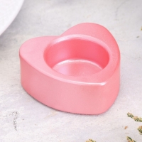 Подсвечник "Сердце малое. Мрамор" из гипса,7х3см,розовый