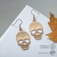 Серьги металл &laquo;Готика&raquo; череп, цвет золото