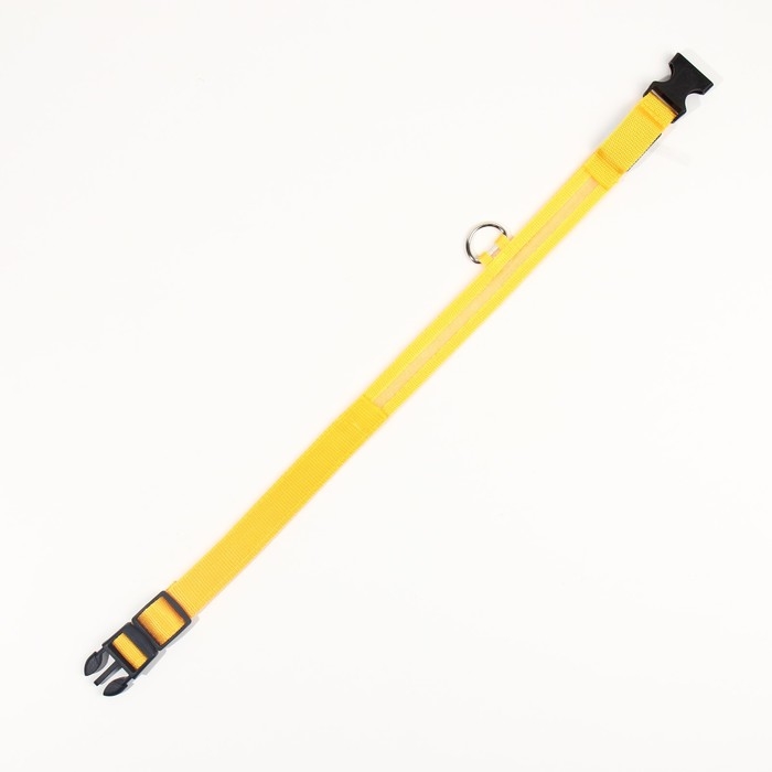 Ошейник с подсветкой размер XL,ОШ 52-60 х 2,5 см, 3 режима свечения жёлтый