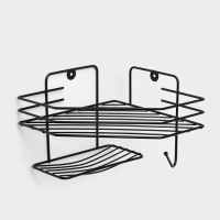 Полка угловая для ванной, настенная, 1 ярус, с мыльницей, 27,5&times;20&times;15,5 см, цвет чёрный