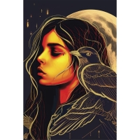 Алмазная мозаика на хеллоуин с частичным заполнением на холсте «Девушка с вороном», 20 х 30 см Алмазная мозаика на хеллоуин с частичным заполнением на холсте «Девушка с вороном», 20 х 30 см