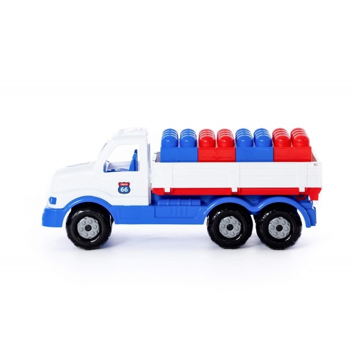 Автомобиль бортовой &laquo;Сталкер&raquo;, цвет бело-синий + конструктор &laquo;Юниор&raquo;, 20 элементов