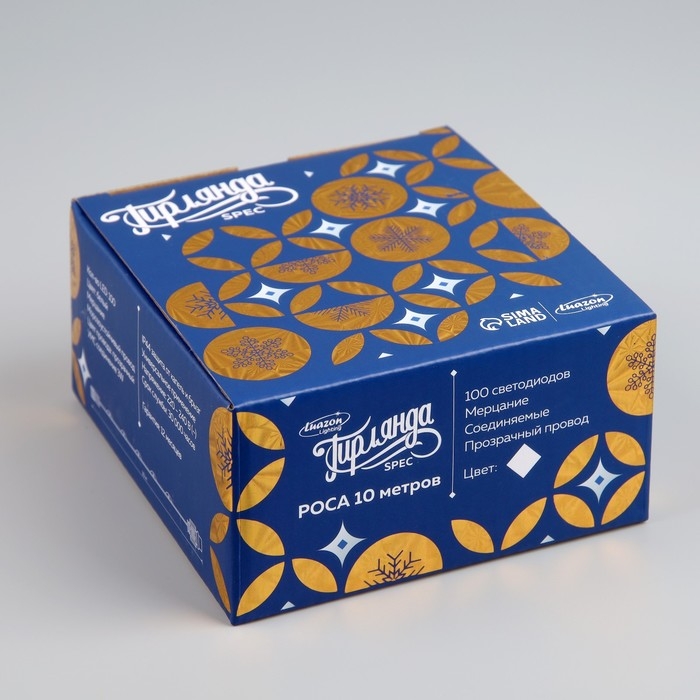 Гирлянда &laquo;Нить&raquo; 10 м роса, IP44, медная нить, 100 LED, свечение белое, мерцание, 220 В