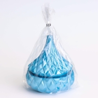 Свеча &laquo;Купол&raquo; в подсвечнике с ромбовидными гранями из гипса с крышкой, 8,5х8,5см, голубой