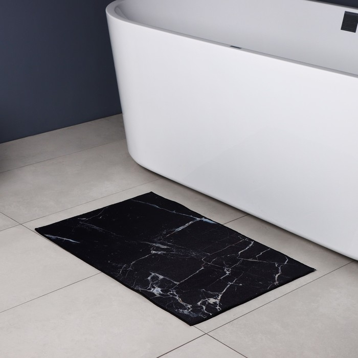 Коврик для дома Доляна &laquo;Мрамор&raquo;, 50&times;80 см, цвет чёрный