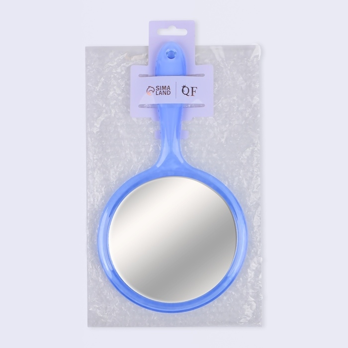 Зеркало с ручкой, двустороннее, с увеличением, d зеркальной поверхности 12,5 см, цвет синий Зеркало с ручкой, двустороннее, с увеличением, d зеркальной поверхности 12,5 см, цвет синий