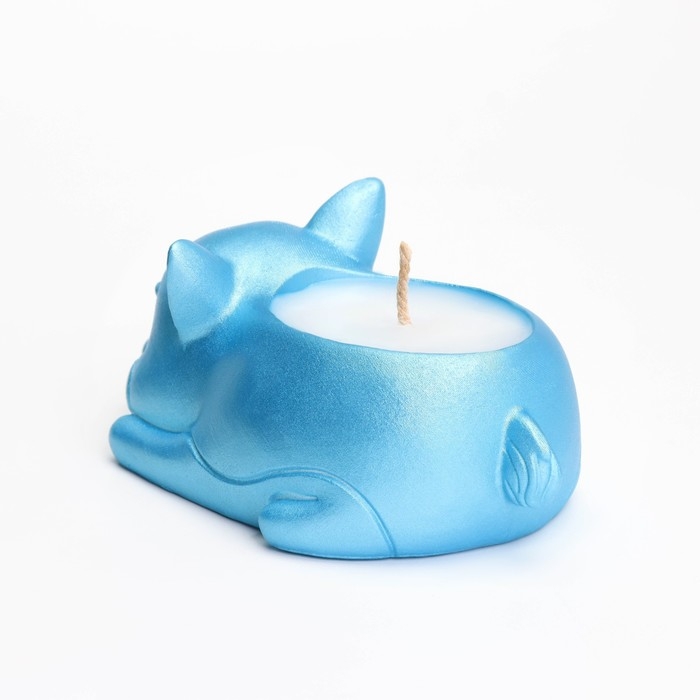 Свеча "Корги" в подсвечнике из гипса,8,5х13х7см,голубой