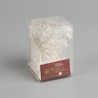 Гирлянда &laquo;Нить&raquo; 2 м роса с насадками &laquo;Снежинка&raquo;, IP20, серебристая нить, 20 LED, 2 режима, батарейки ААх2 (нет в комплекте), свечение тёплое белое