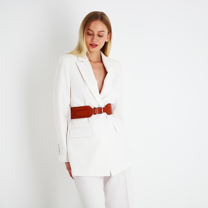 Ремень женский, ширина 6.7 см, пряжка металл, цвет рыжий