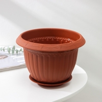 Горшок с поддоном &laquo;Байкал&raquo;, 2 л, цвет терракотовый