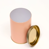 Тубус  73х110 мм (90 мм внутренняя высота), картон, персиковая, металлическая крышка
