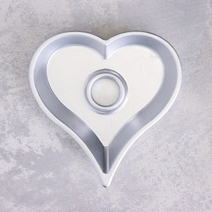 Подсвечник "Сердце" из гипса,14х2,5см,серебро