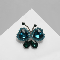 Брошь &laquo;Бабочка&raquo; малыш, цвет сине-зелёный в серебре