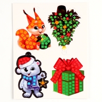 Аппликация стикерами на новый год. Елочные игрушки &laquo;Новогоднии игрушки&raquo;, новогодний набор для творчества