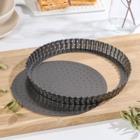 Форма для выпечки Доляна Galaxy перфорированная, 24&times;3 см, съёмное дно, антипригарное покрытие, цвет чёрный