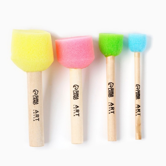 Кисть для рисования спонж набор 4 штуки, цветные &laquo;Коты-художники&raquo;