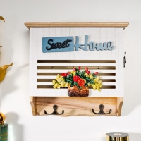 Ключница дерево 6 крючков "Корзина с цветами - Sweet home" 24х8,7х26 см Ключница дерево 6 крючков "Корзина с цветами - Sweet home" 24х8,7х26 см