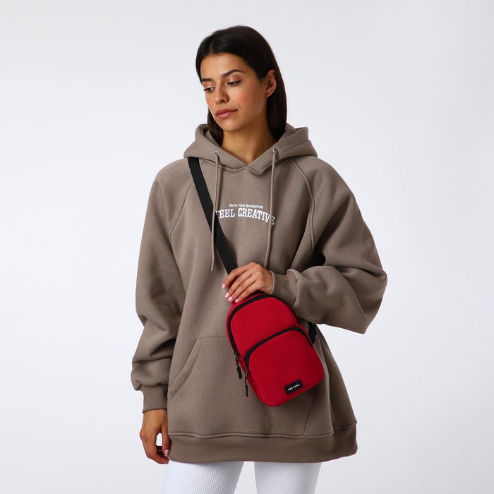 Сумка-слинг на молнии TEXTURA, наружный карман, цвет фуксия Сумка-слинг на молнии TEXTURA, наружный карман, цвет фуксия