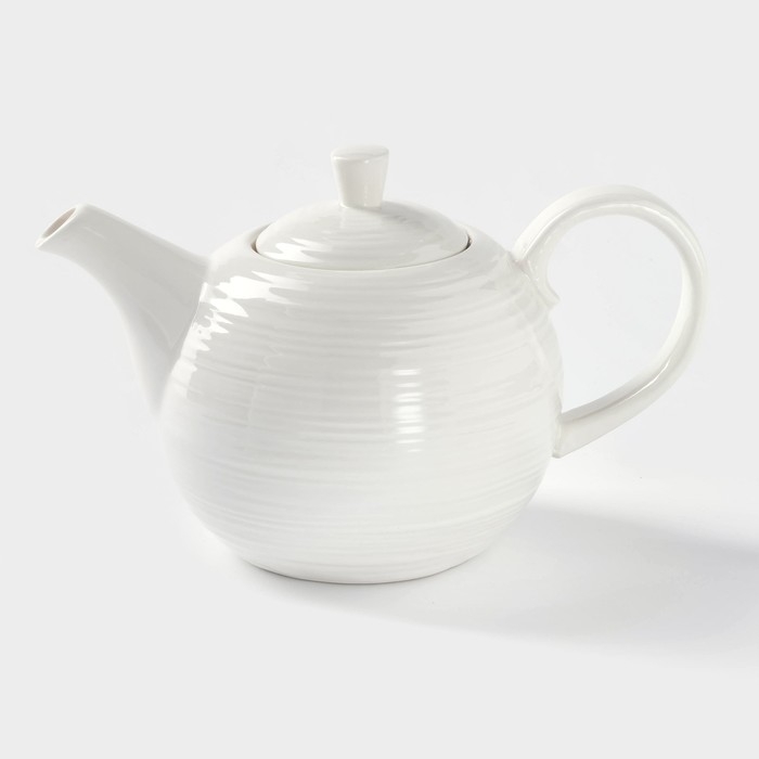 Чайник фарфоровый заварочный с подогревом на бамбуковой подставке BellaTenero &laquo;Полосы&raquo;, 850 мл, цвет белый