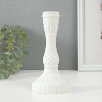 Подсвечник стекло на 1 свечу "Геката" белый d=2,5 см 8х8х17,5 см Подсвечник стекло на 1 свечу "Геката" белый d=2,5 см 8х8х17,5 см