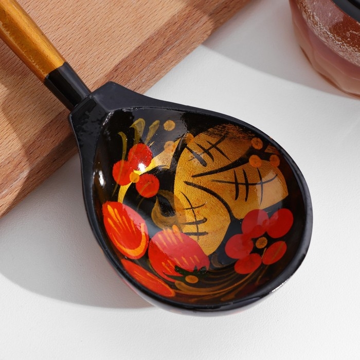 Ложка деревянная &laquo;Традиционная&raquo;, полубаская, 19&times;6 см, МИКС