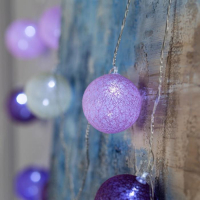 Гирлянда &laquo;Нить&raquo; 5 м с насадками &laquo;Клубки лиловые&raquo;, IP20, прозрачная нить, 20 LED, свечение белое, 220 В