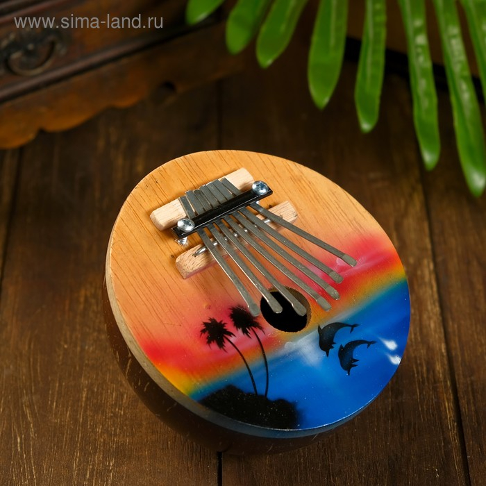 Сувенирный музыкальный инструмент Сувенирный музыкальный инструмент "Калимба курорт" круглая 7х14х14 см