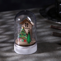 Светодиодная фигура под куполом &laquo;Дом и ёлка&raquo; 6&times; 9.5 &times; 6 см, дерево, батарейки LR1130х3 ( в комплекте), свечение тёплое белое