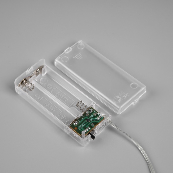 Гирлянда &laquo;Нить&raquo; 2 м роса с насадками &laquo;Снежная ёлочка&raquo;, IP20, серебристая нить, 20 LED, 2 режима, батарейки ААх2 (нет в комплекте), свечение тёплое белое