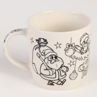 Кружка под раскраску с мягкой игрушкой на новый год &laquo;Дедушка мороз&raquo;, 300 мл, новогодний набор для творчества