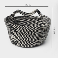 Корзина для хранения плетённая ручной работы LaDо́m &laquo;Кэтс&raquo;, 26&times;26&times;15,5 см, цвет чёрный