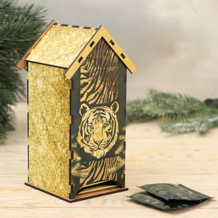 Новогодний, подарочный набор: Родословная книга и чайный домик &laquo;Новый год: Большого счастья в Новом году&raquo;, 28 х 11 х 24 см., набор