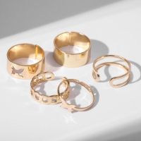 Кольцо набор 5 штук «Минимализм», размер МИКС, цвет золото Кольцо набор 5 штук «Минимализм», размер МИКС, цвет золото
