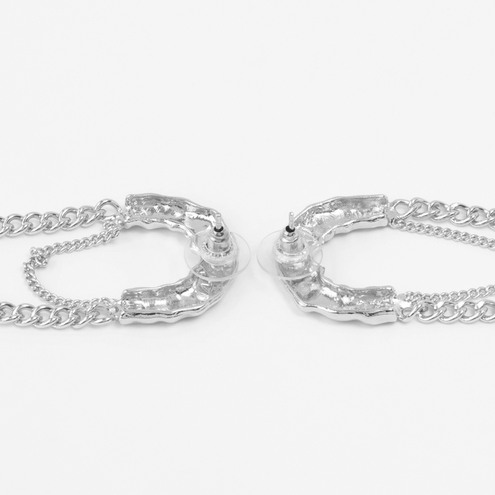 Серьги металл &laquo;Стиль&raquo; цепь, булавка, цвет серебро