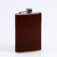 Подарочный набор 6 в 1: фляжка 270 мл, воронка, 4 рюмки, коричневый, 17 х 21 см