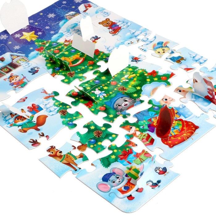 Пазлы с окошками &laquo;Новый год в лесу&raquo;, 10 окошек, 20 деталей