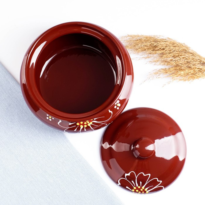 Пельменница "Псковская" 1,8л / 15х20,8см, ромашка коричневая