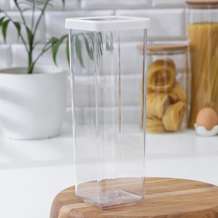 Контейнер для сыпучих продуктов &laquo;Степ&raquo;, 1.9 л, 10&times;10&times;28 см, цвет белый