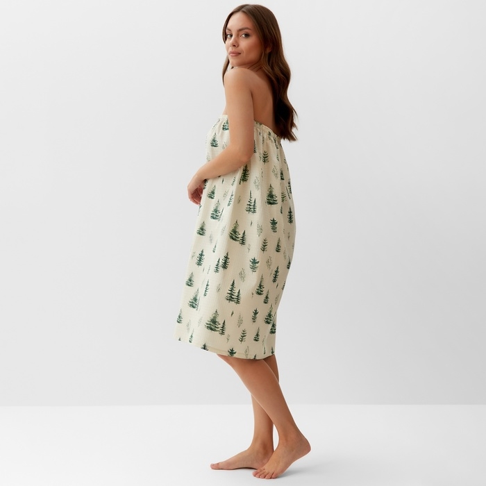 Полотенце для бани "Ёлочки" жен. парео, 80х144 см, хл., ваф. полотно